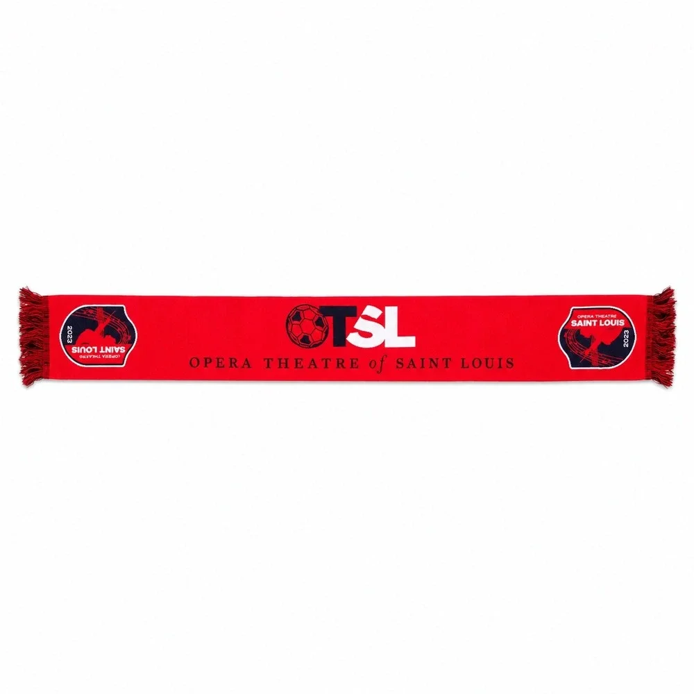 Opera Theatre of Saint Louis 2023 Soccer Scarf Diehard Custom Red OTSL Fringe